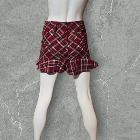 TRACY EVANS Plaid & Ruffled Mini Skirt sz small - Picture 6 of 9